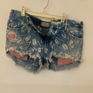 Free People Distressed Festival Jean Shorts